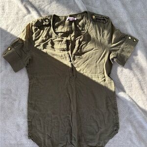 Calypso St Barth Olive Green Button-Up Shirt